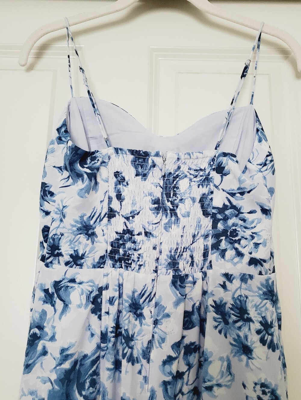 Abercrombie & Fitch Camille Blue Floral Midi Dress XS High Slit Cottagecore Boho - Picture 8 of 16
